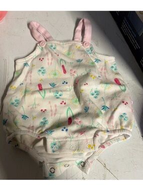 Baby Floral Romper with Pink Straps